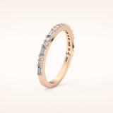 0.70 TCW Round & Baguette Shaped Moissanite Half Eternity Wedding Band