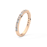 Half Eternity Wedding Band with 0.70 TCW Round and Baguette Cut Moissanite – Yellow, White, or Rose Gold