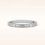 0.70 TCW Round & Baguette Shaped Moissanite Half Eternity Wedding Band
