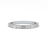 Half Eternity Wedding Band with 0.70 TCW Round and Baguette Cut Moissanite – Yellow, White, or Rose Gold