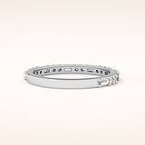 0.70 TCW Round & Baguette Shaped Moissanite Half Eternity Wedding Band