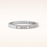 0.70 TCW Round & Baguette Shaped Moissanite Half Eternity Wedding Band