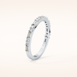 0.70 TCW Round & Baguette Shaped Moissanite Half Eternity Wedding Band