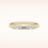 0.22 TCW Round & Baguette Shaped Moissanite Half Eternity Wedding Band