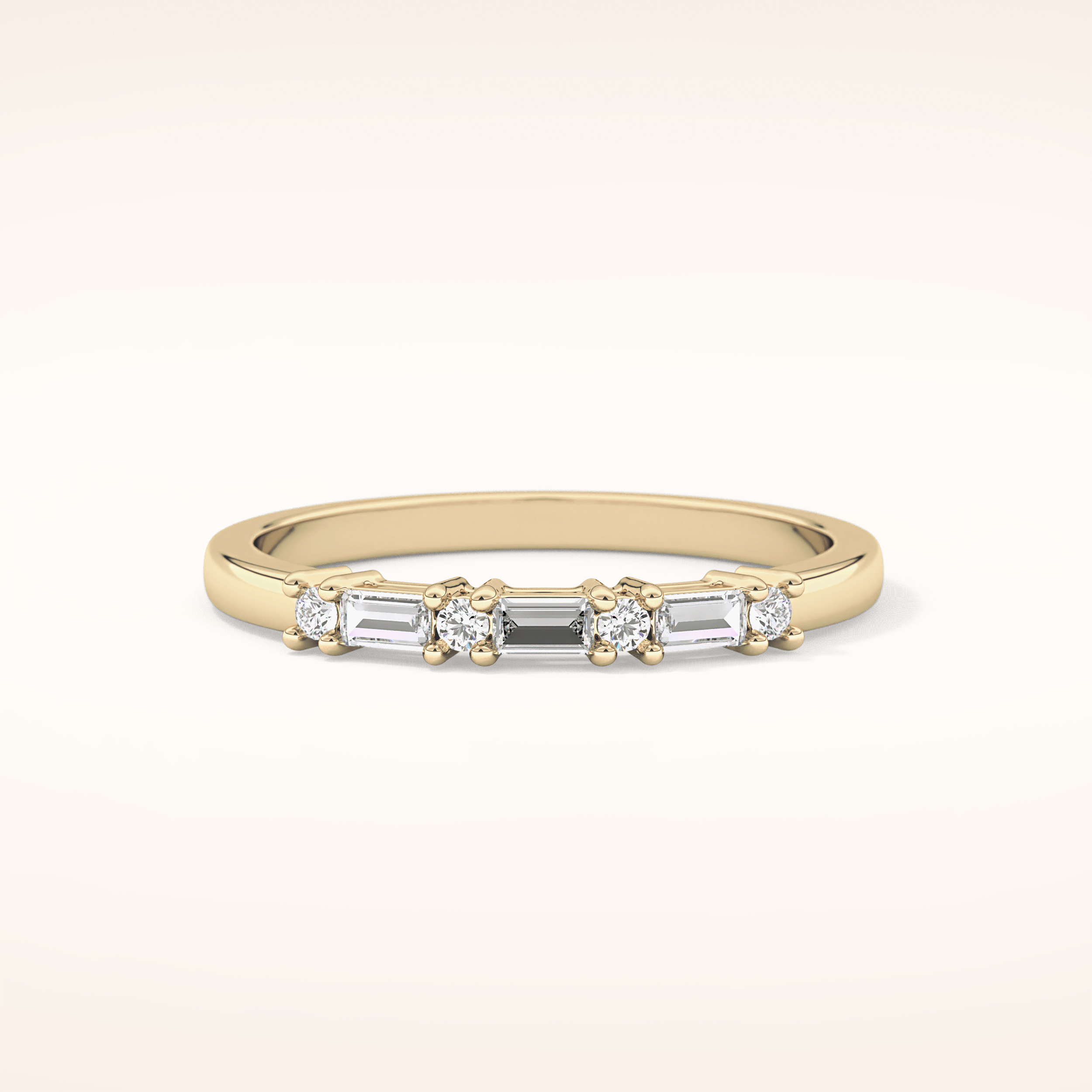 0.22 TCW Round & Baguette Shaped Moissanite Half Eternity Wedding Band