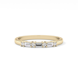 Half Eternity Wedding Band with 0.22 TCW Round and Baguette Cut Moissanite – Yellow, White, or Rose Gold