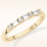0.22 TCW Round & Baguette Shaped Moissanite Half Eternity Wedding Band