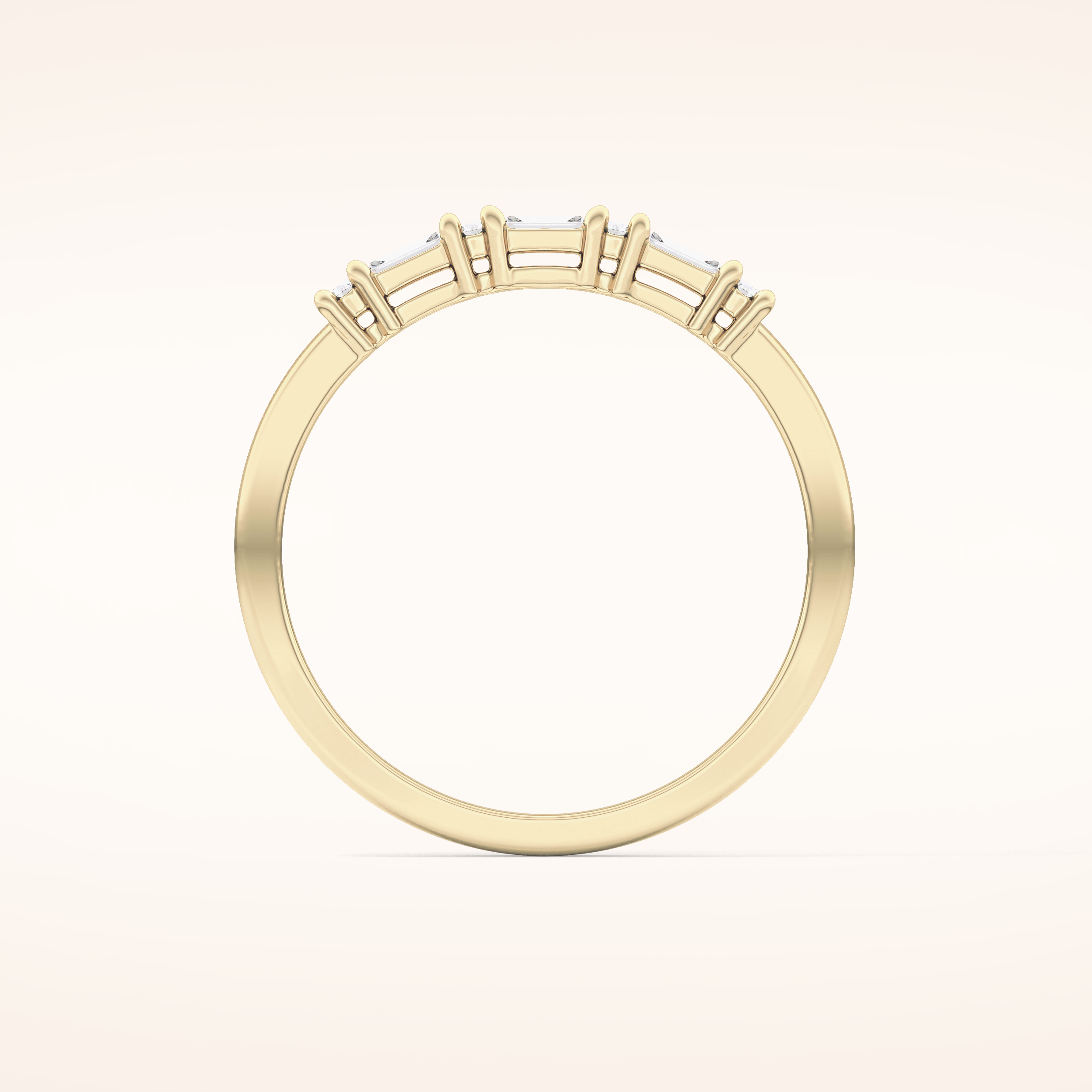0.22 TCW Round & Baguette Shaped Moissanite Half Eternity Wedding Band
