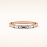 0.22 TCW Round & Baguette Shaped Moissanite Half Eternity Wedding Band