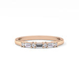 Half Eternity Wedding Band with 0.22 TCW Round and Baguette Cut Moissanite – Yellow, White, or Rose Gold
