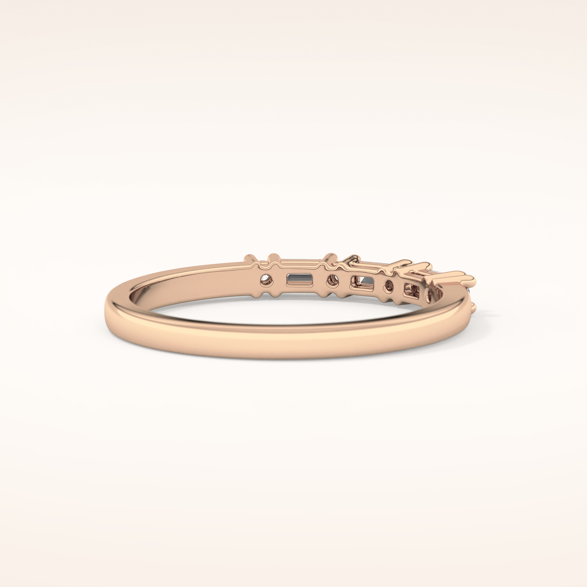 0.22 TCW Round & Baguette Shaped Moissanite Half Eternity Wedding Band