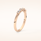 0.22 TCW Round & Baguette Shaped Moissanite Half Eternity Wedding Band