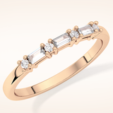 0.22 TCW Round & Baguette Shaped Moissanite Half Eternity Wedding Band
