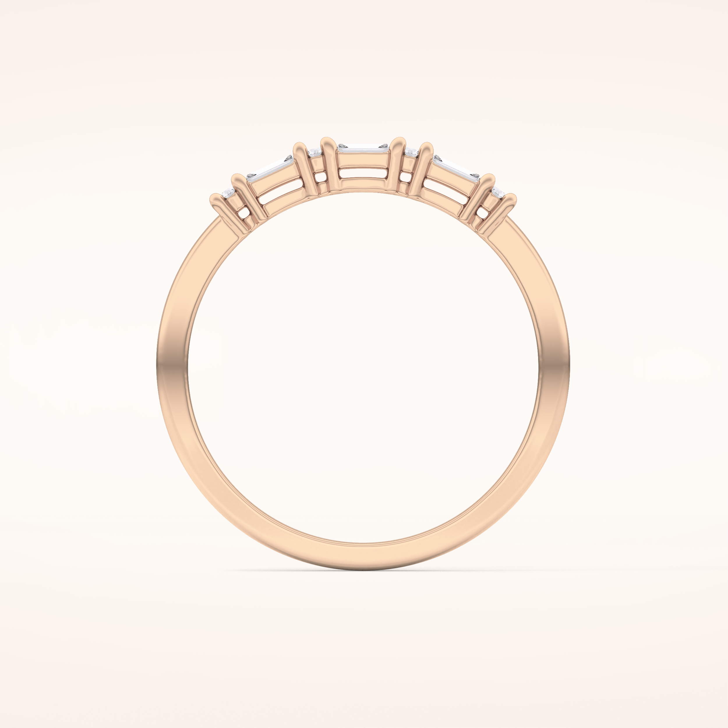 0.22 TCW Round & Baguette Shaped Moissanite Half Eternity Wedding Band