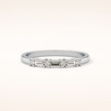 0.22 TCW Round & Baguette Shaped Moissanite Half Eternity Wedding Band