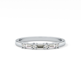 Half Eternity Wedding Band with 0.22 TCW Round and Baguette Cut Moissanite – Yellow, White, or Rose Gold