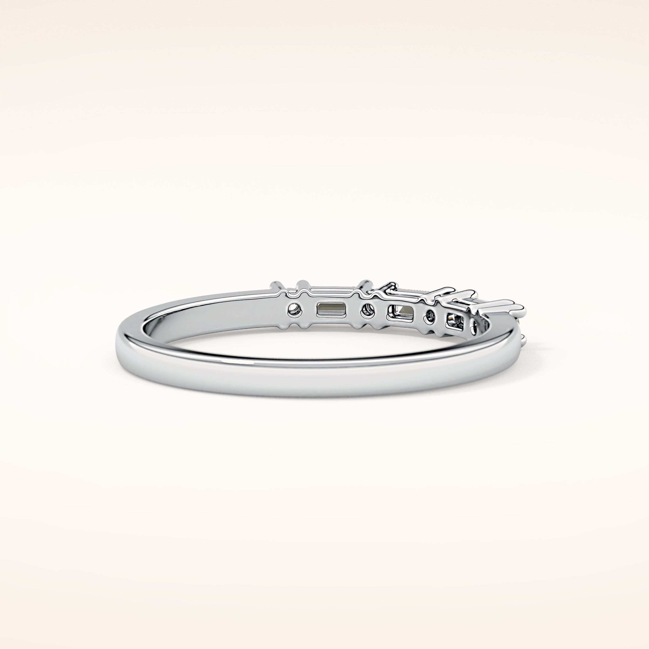 0.22 TCW Round & Baguette Shaped Moissanite Half Eternity Wedding Band