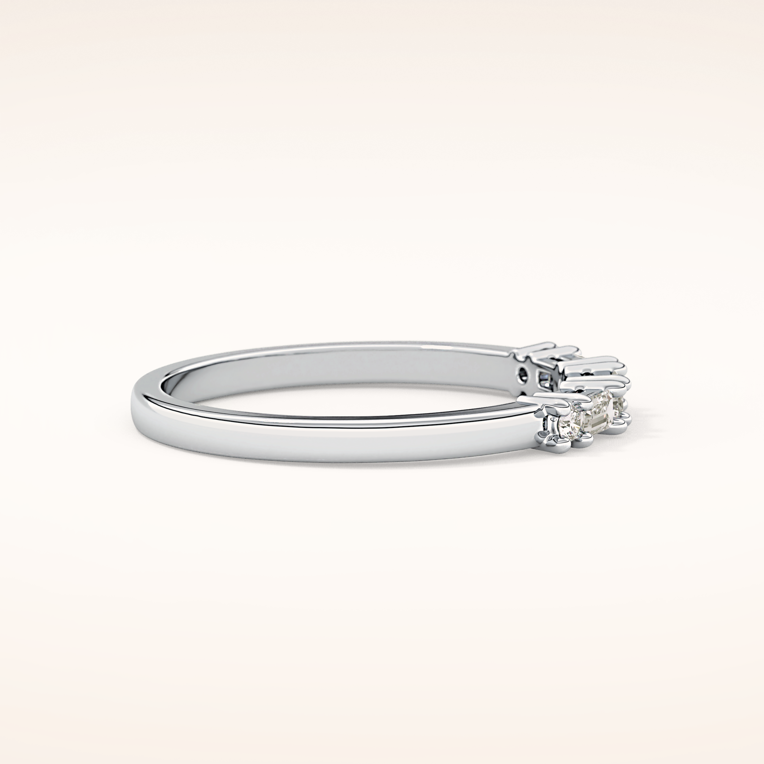 0.22 TCW Round & Baguette Shaped Moissanite Half Eternity Wedding Band