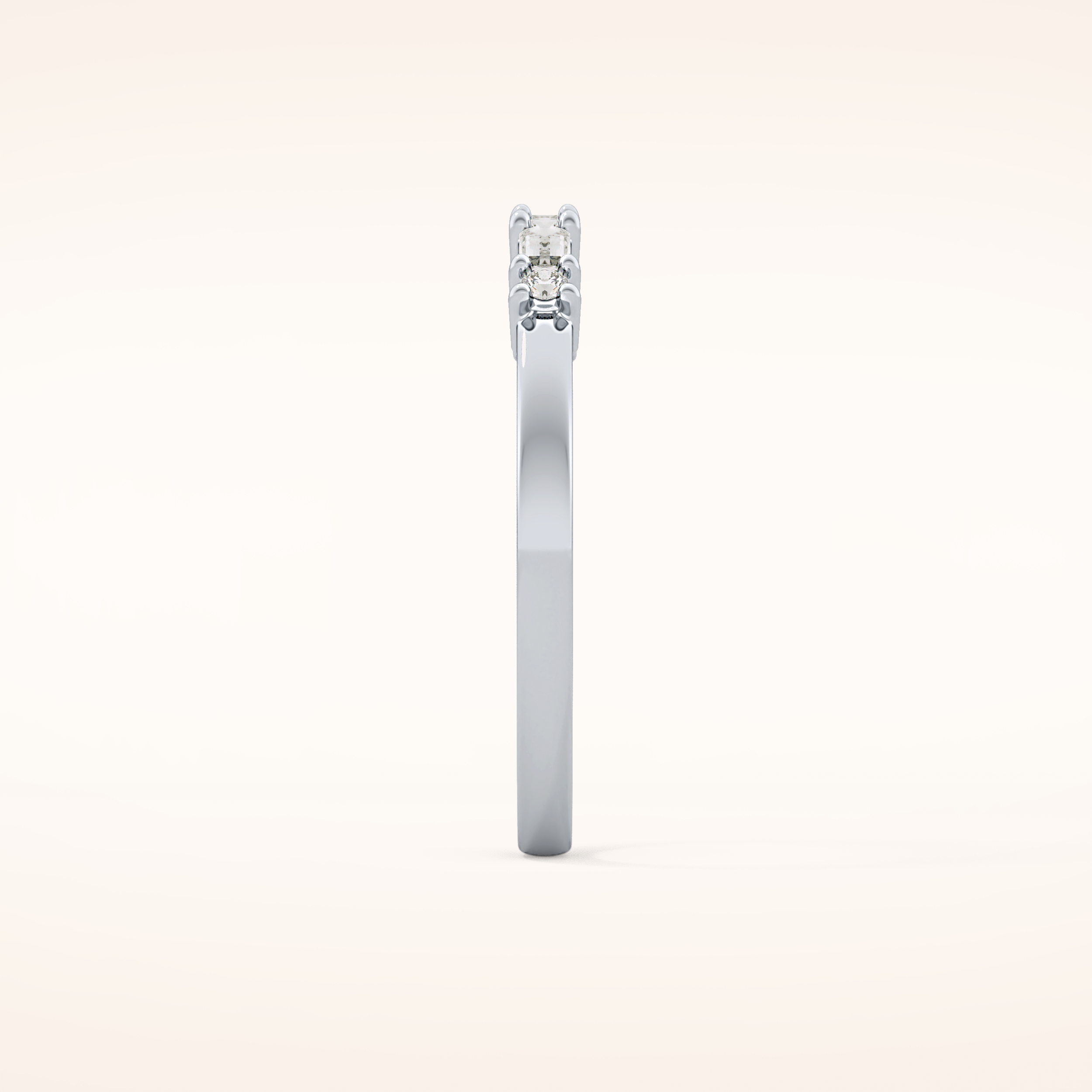 0.22 TCW Round & Baguette Shaped Moissanite Half Eternity Wedding Band