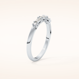 0.22 TCW Round & Baguette Shaped Moissanite Half Eternity Wedding Band