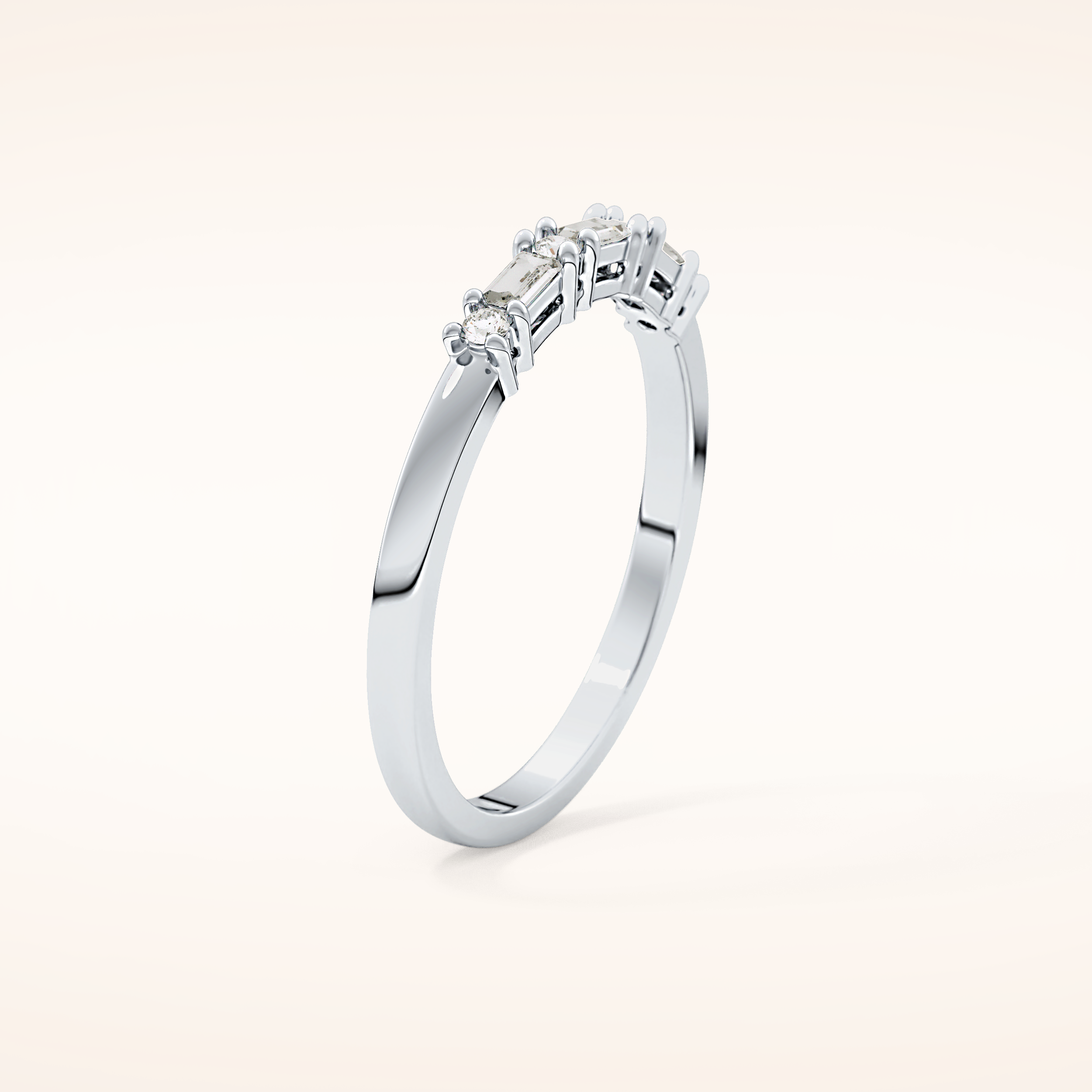 0.22 TCW Round & Baguette Shaped Moissanite Half Eternity Wedding Band