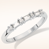 0.22 TCW Round & Baguette Shaped Moissanite Half Eternity Wedding Band