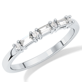 Half Eternity Wedding Band with 0.22 TCW Round and Baguette Cut Moissanite – Yellow, White, or Rose Gold