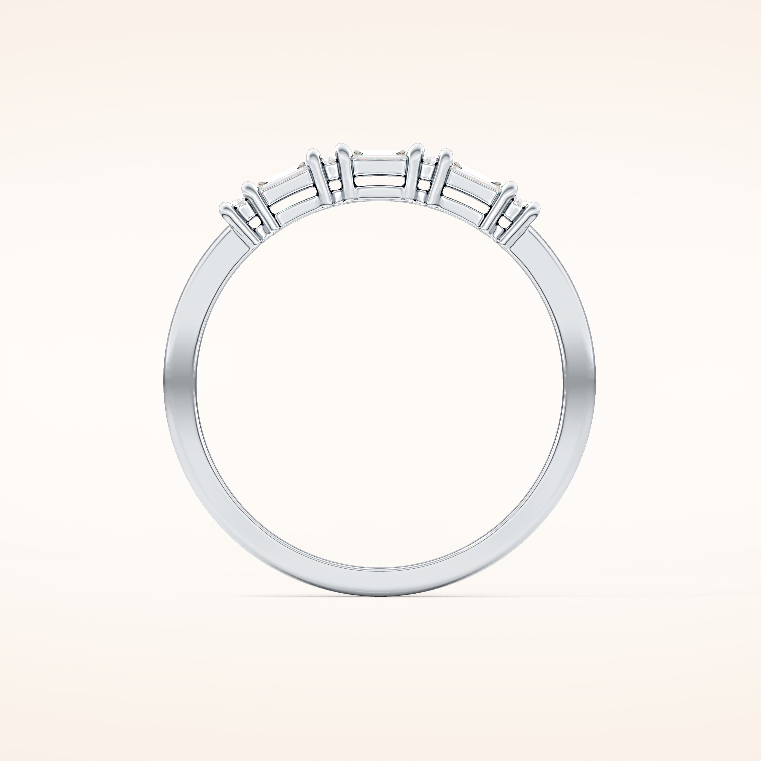 0.22 TCW Round & Baguette Shaped Moissanite Half Eternity Wedding Band