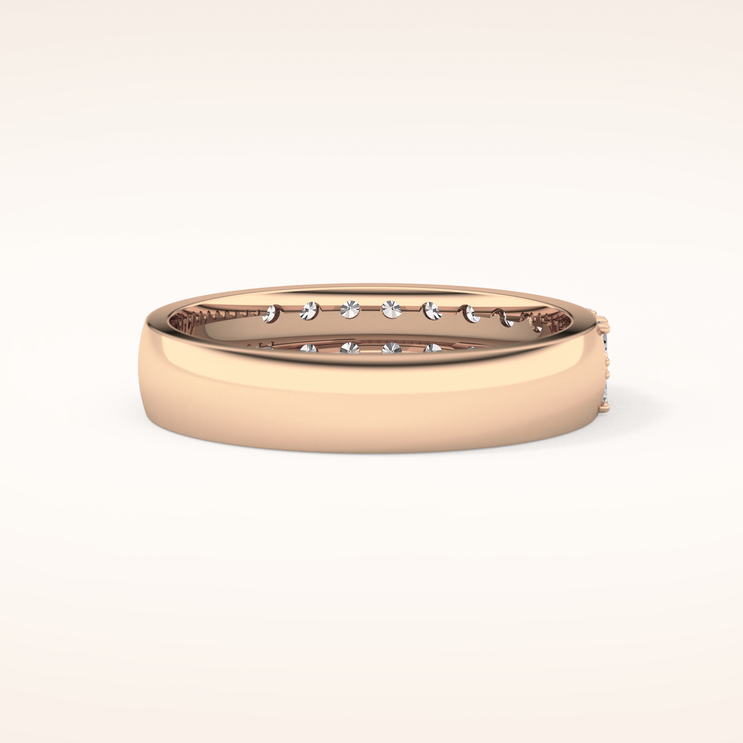 0.77 TCW Round Shaped Moissanite Half Eternity Wedding Band