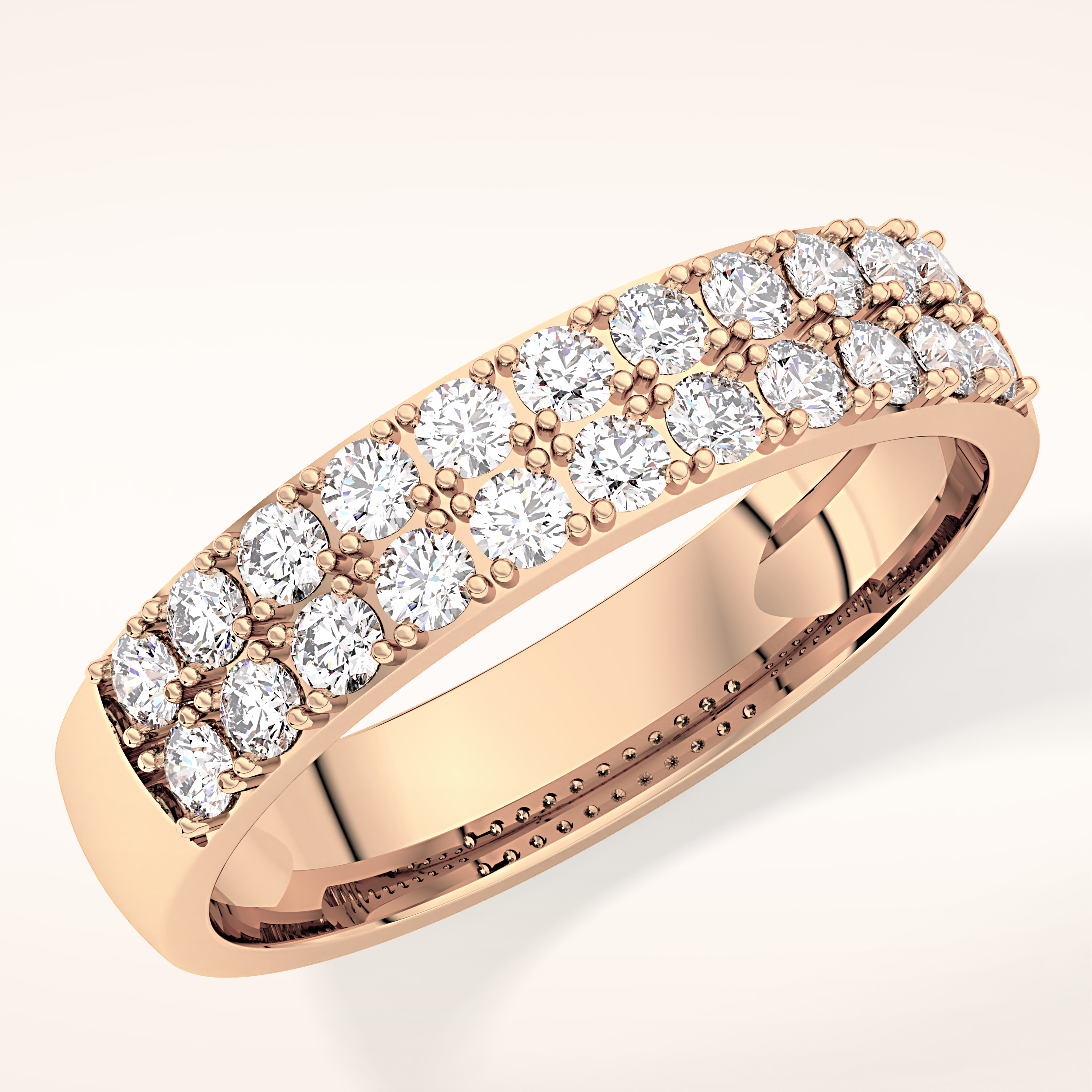 0.77 TCW Round Shaped Moissanite Half Eternity Wedding Band