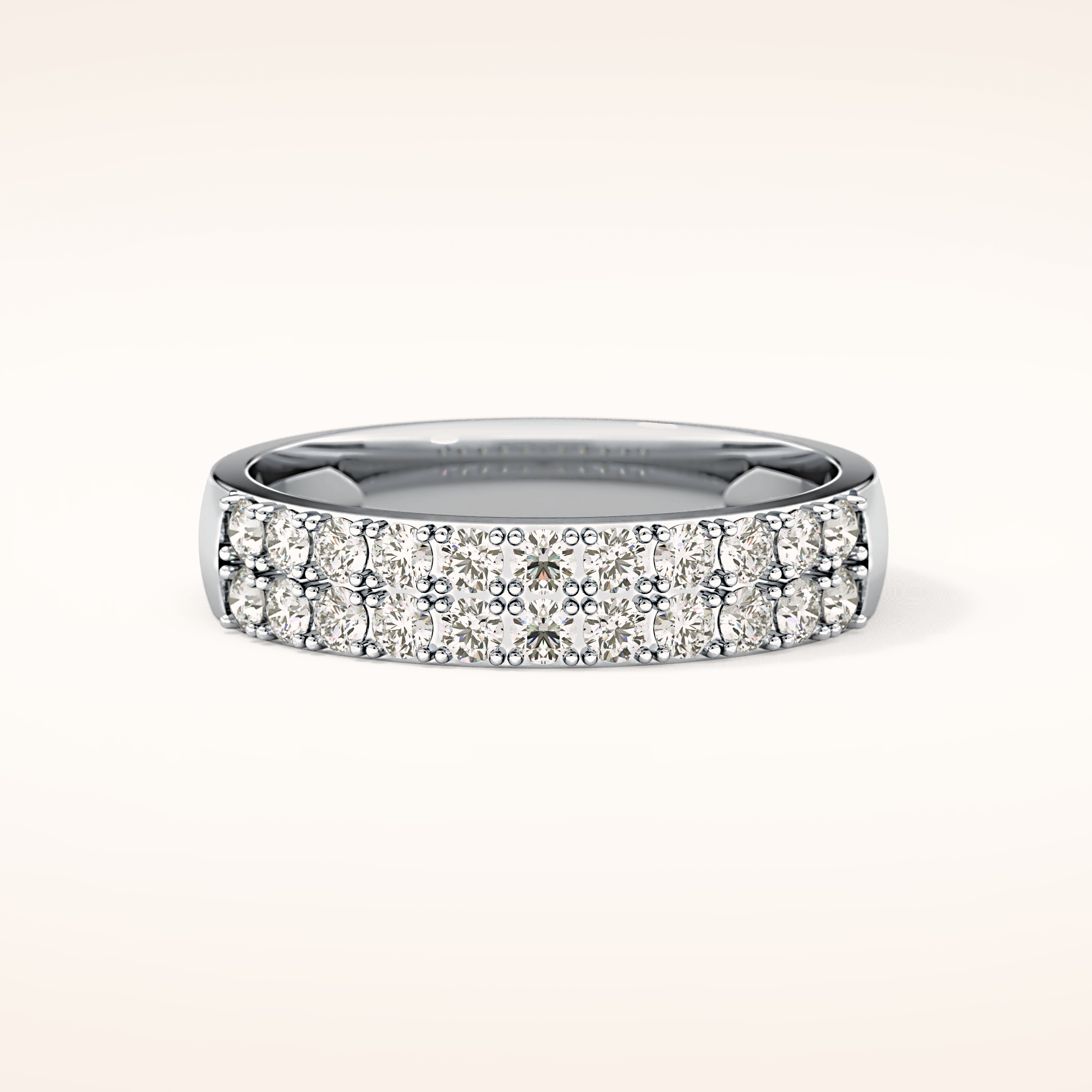 0.77 TCW Round Shaped Moissanite Half Eternity Wedding Band