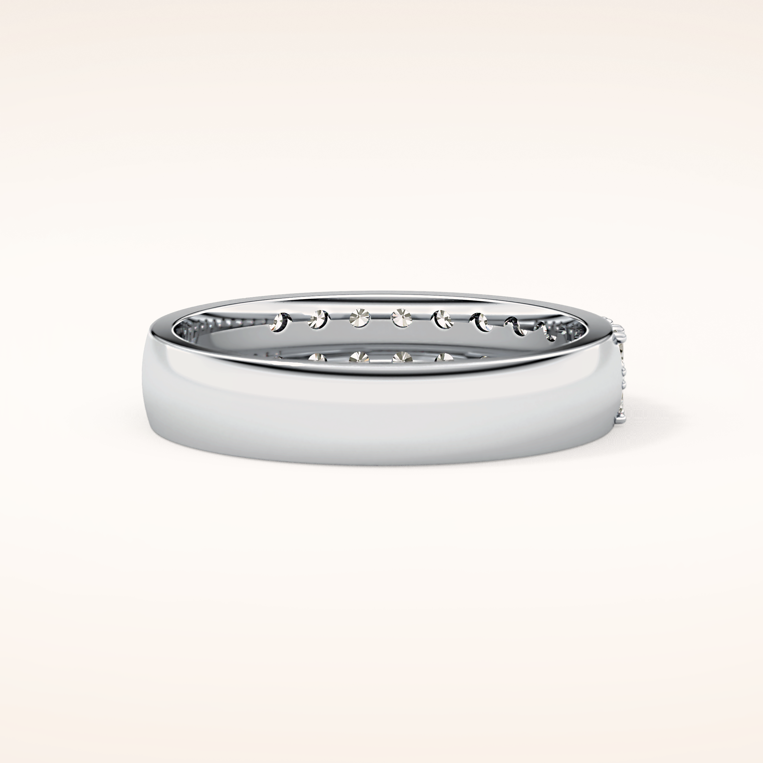 0.77 TCW Round Shaped Moissanite Half Eternity Wedding Band