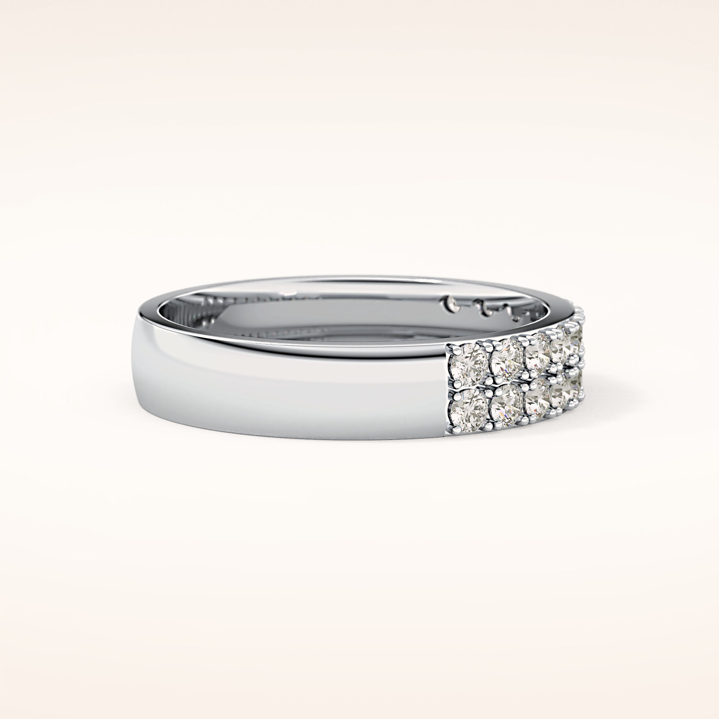 0.77 TCW Round Shaped Moissanite Half Eternity Wedding Band