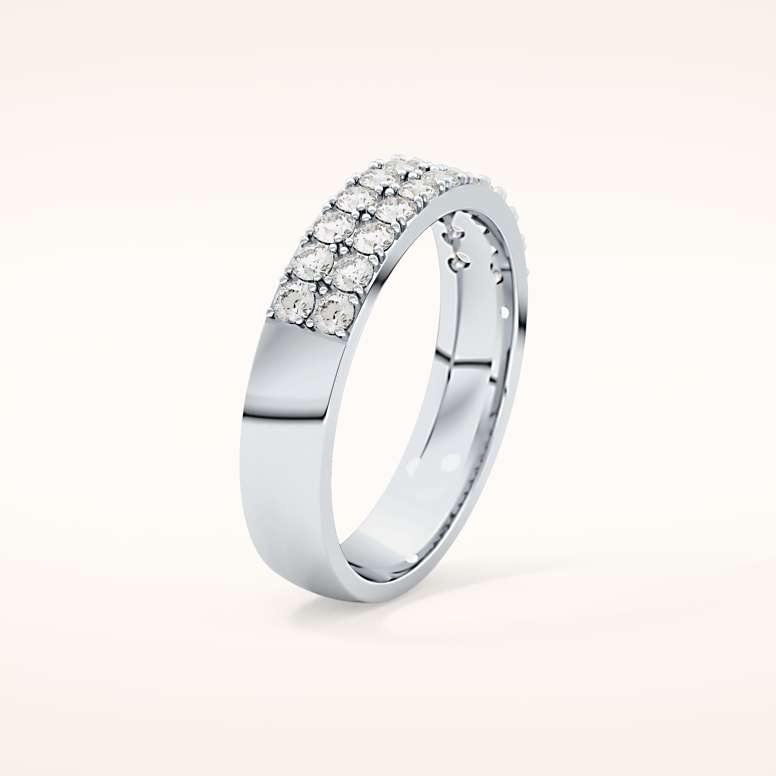 0.77 TCW Round Shaped Moissanite Half Eternity Wedding Band