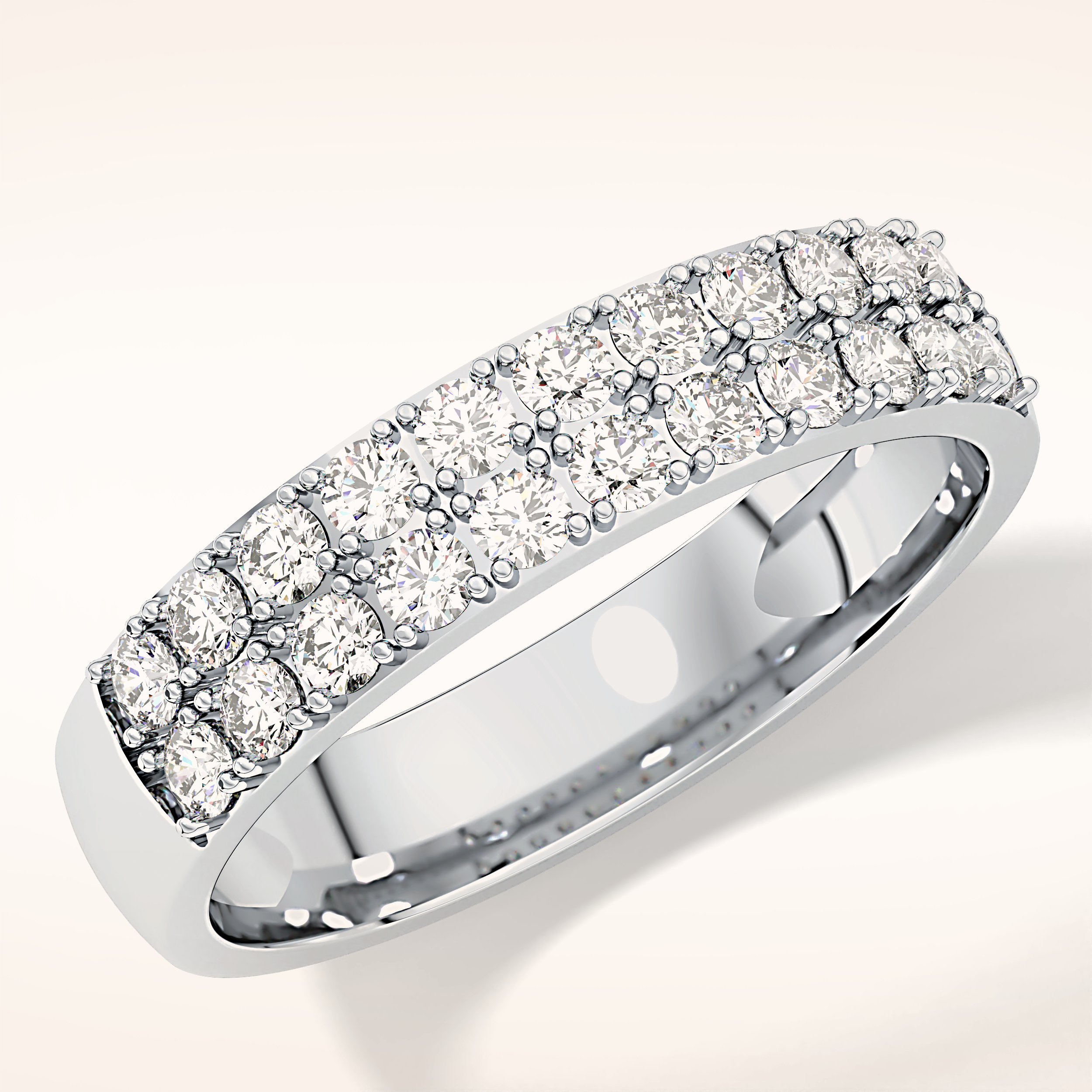 0.77 TCW Round Shaped Moissanite Half Eternity Wedding Band