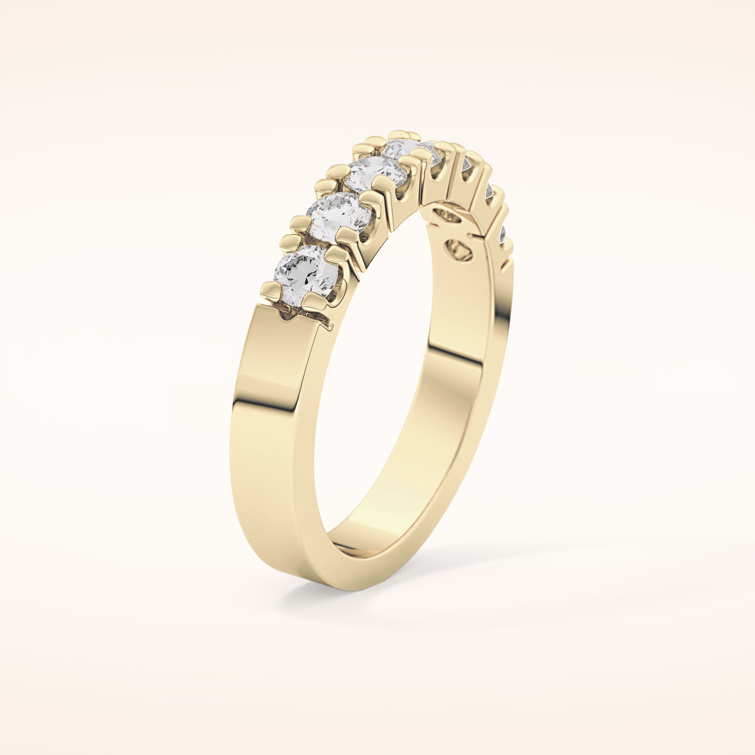 1.03 TCW Round Shaped Moissanite Half Eternity Wedding Band