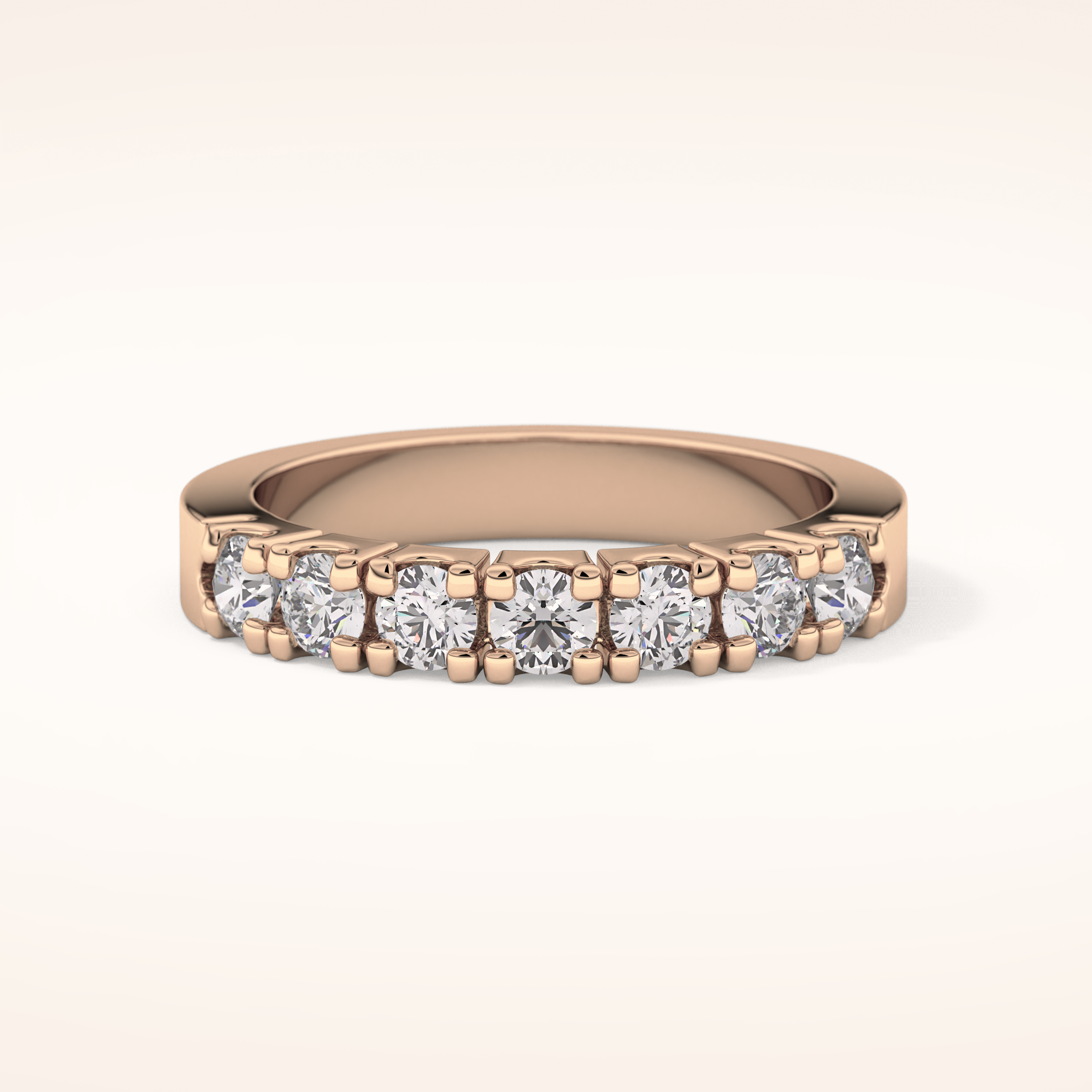 1.03 TCW Round Shaped Moissanite Half Eternity Wedding Band
