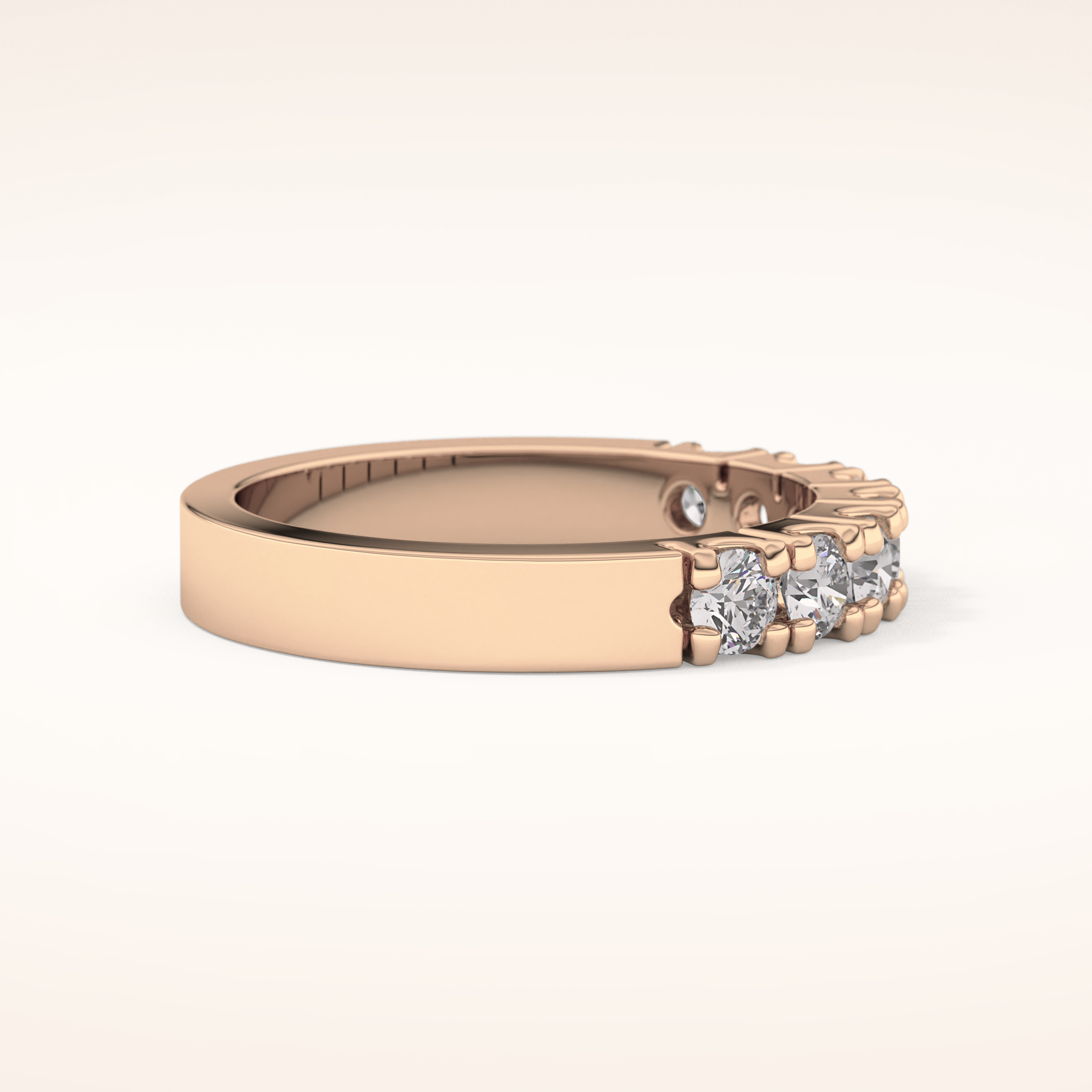 1.03 TCW Round Shaped Moissanite Half Eternity Wedding Band