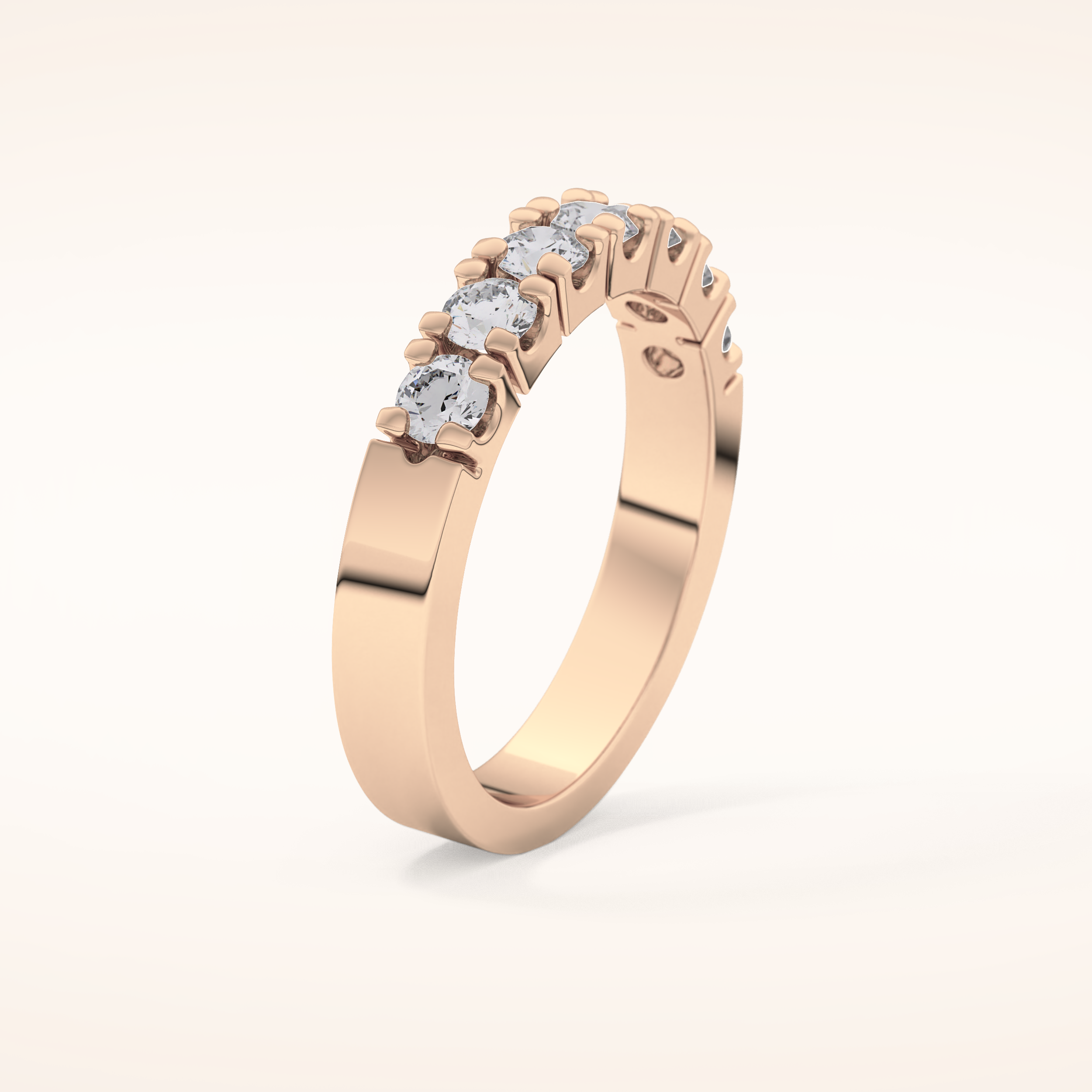 1.03 TCW Round Shaped Moissanite Half Eternity Wedding Band