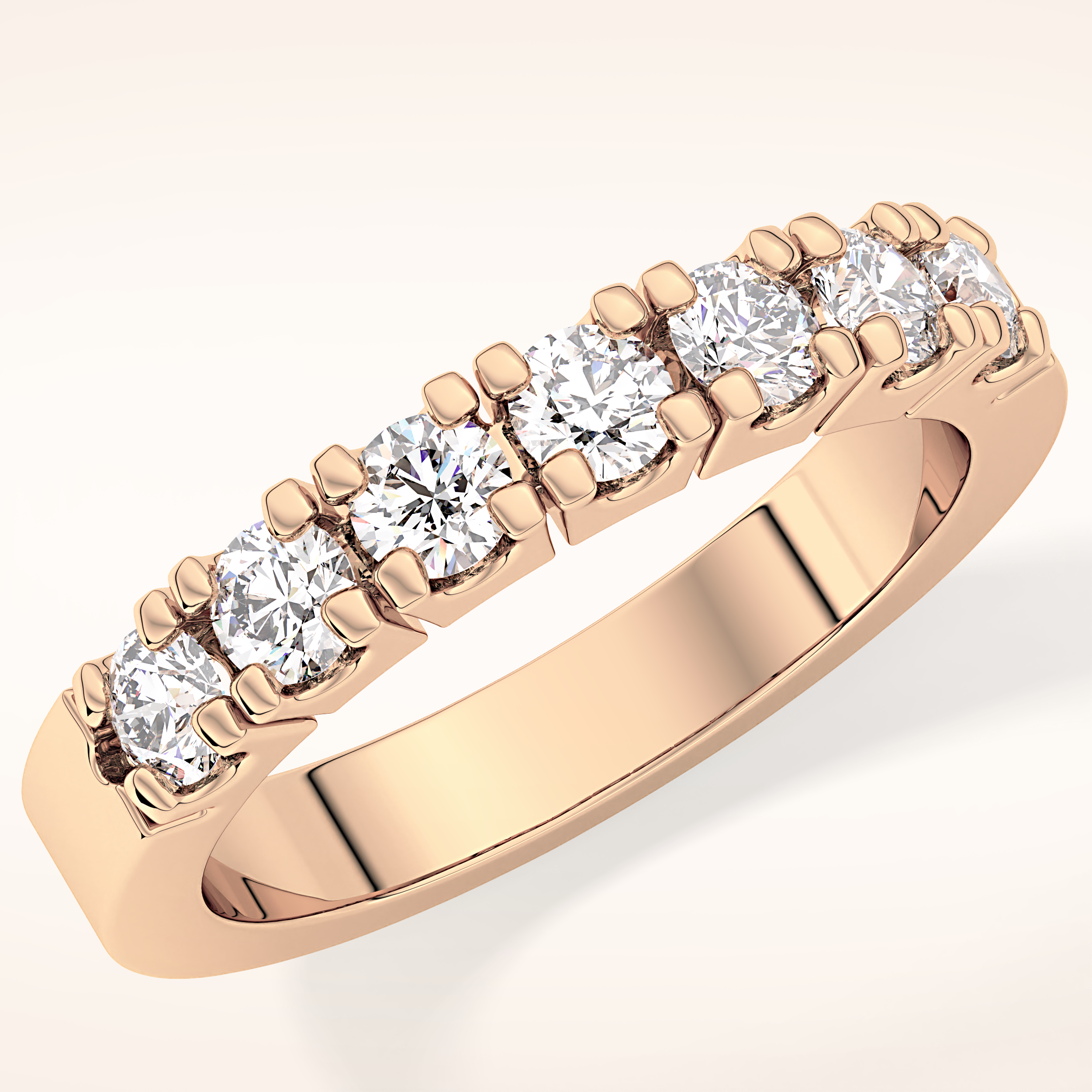 1.03 TCW Round Shaped Moissanite Half Eternity Wedding Band