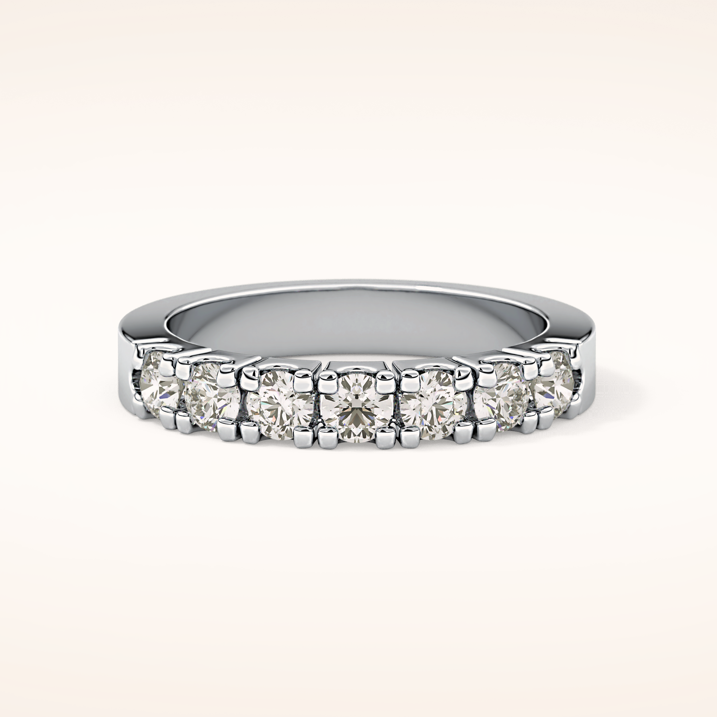 1.03 TCW Round Shaped Moissanite Half Eternity Wedding Band