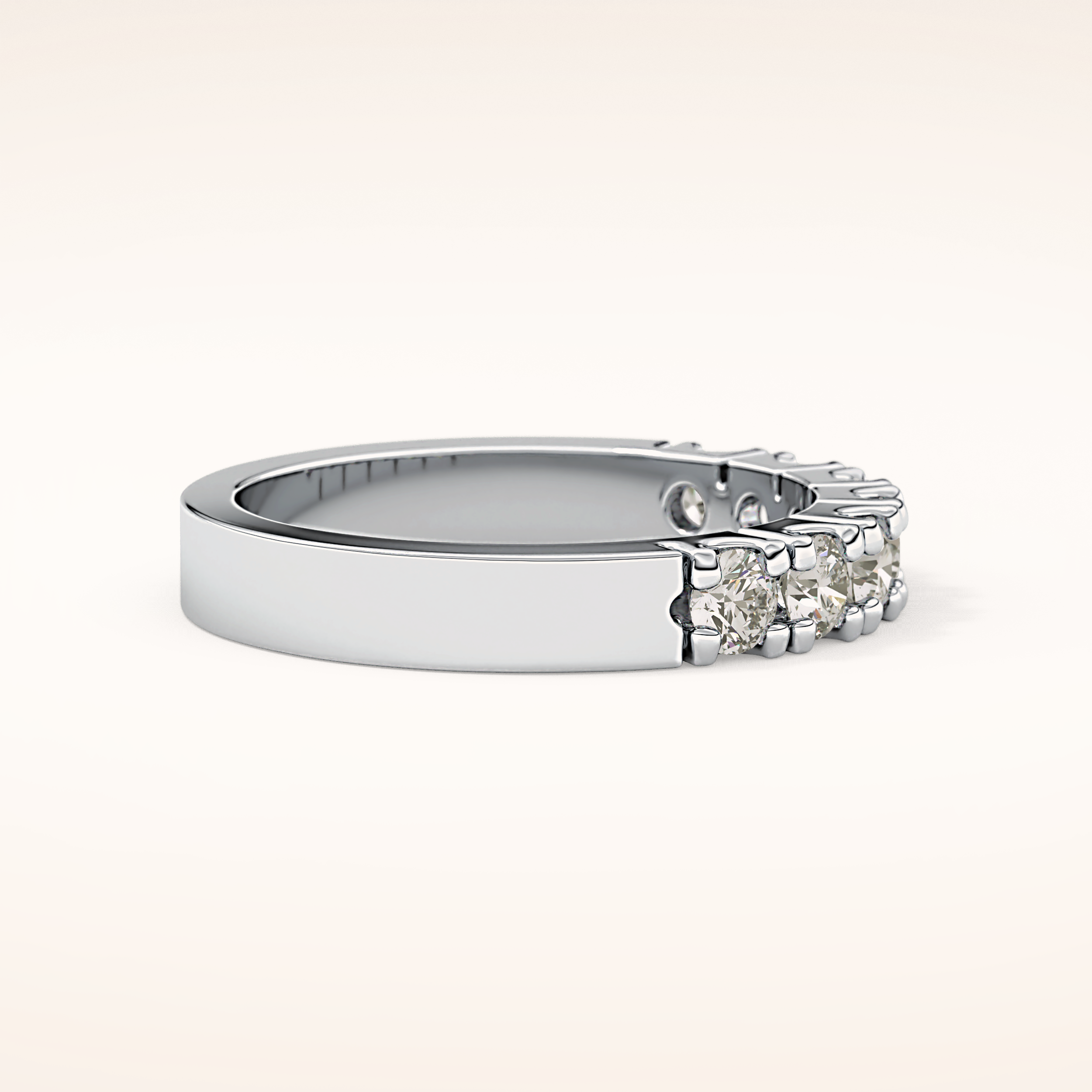 1.03 TCW Round Shaped Moissanite Half Eternity Wedding Band