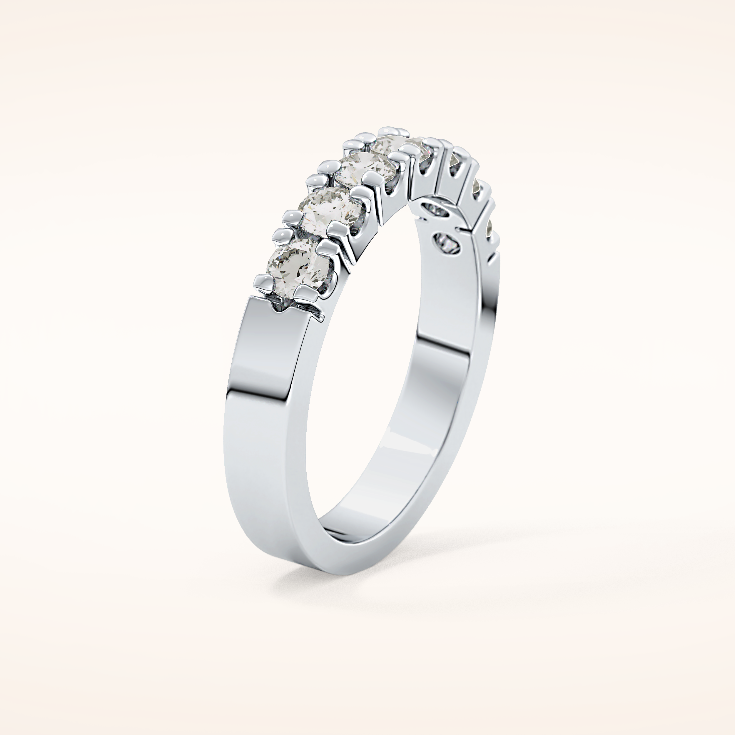 1.03 TCW Round Shaped Moissanite Half Eternity Wedding Band
