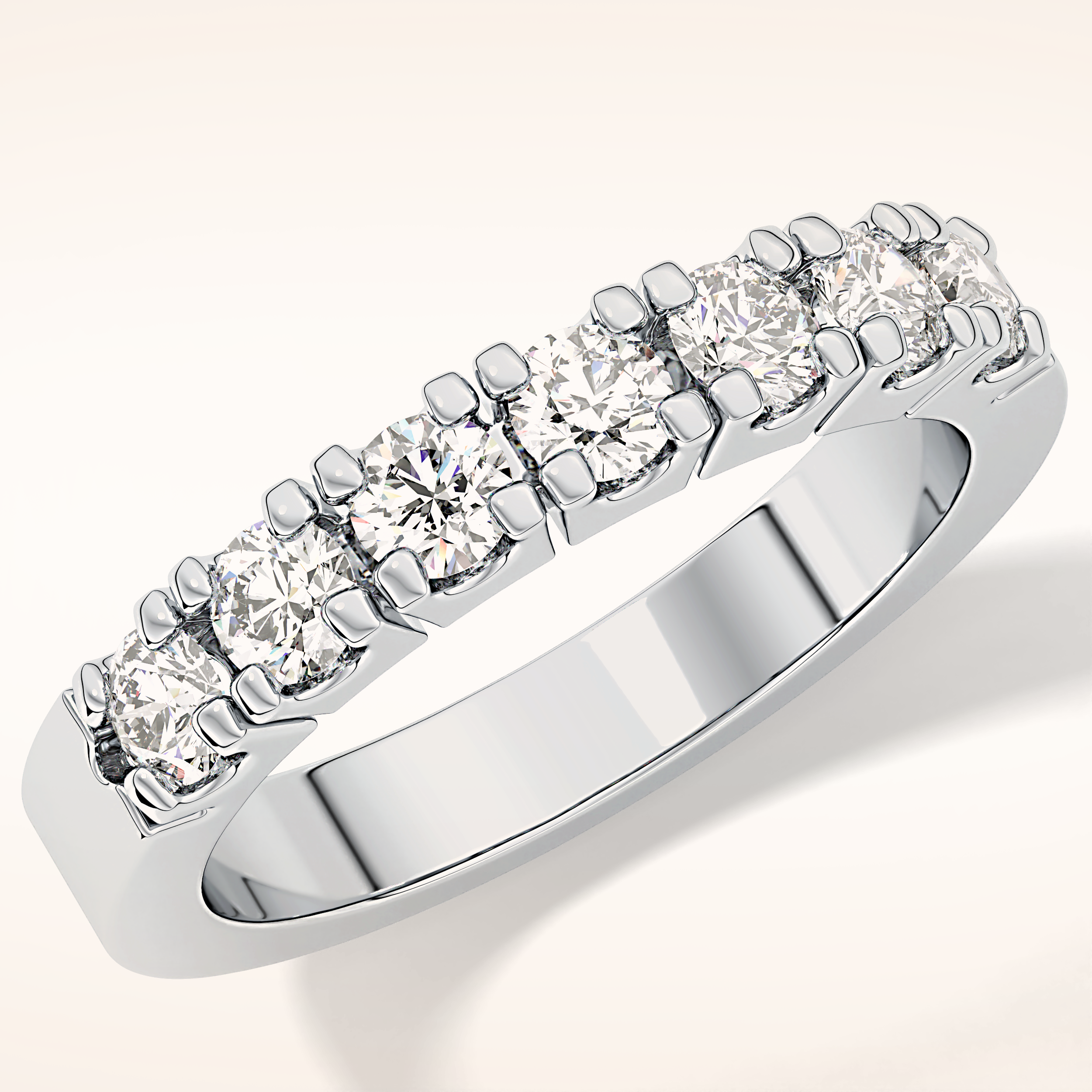 1.03 TCW Round Shaped Moissanite Half Eternity Wedding Band