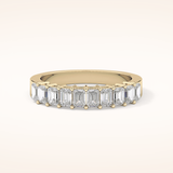 1.42 TCW Emerald Shaped Moissanite Half Eternity Wedding Band