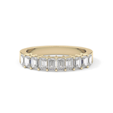 Half Eternity Wedding Band with 1.42 TCW Emerald Cut Moissanite – Yellow, White, or Rose Gold