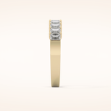 1.42 TCW Emerald Shaped Moissanite Half Eternity Wedding Band