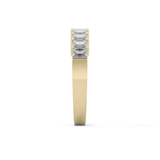 Half Eternity Wedding Band with 1.42 TCW Emerald Cut Moissanite – Yellow, White, or Rose Gold