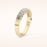 1.42 TCW Emerald Shaped Moissanite Half Eternity Wedding Band