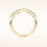 1.42 TCW Emerald Shaped Moissanite Half Eternity Wedding Band